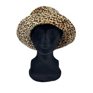 Leopard Print Bucket Hat By David & Young NY Womens Foldable & Lightweight